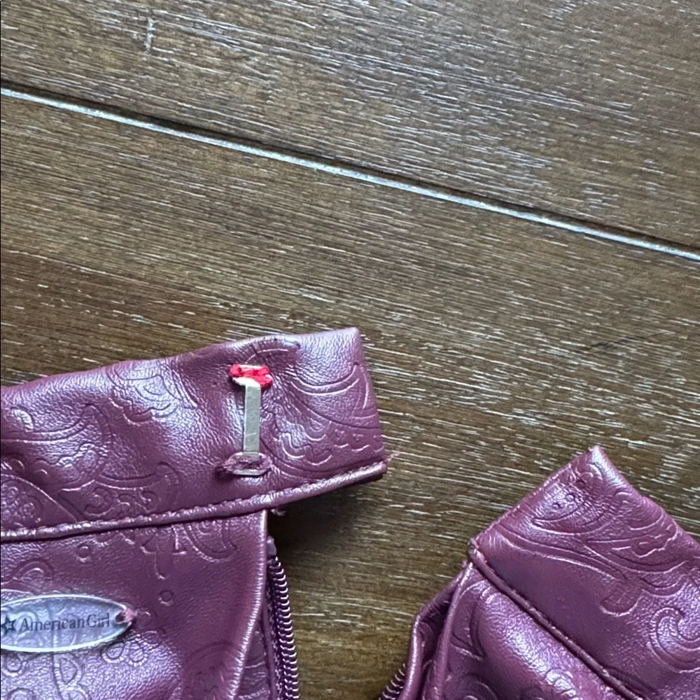 Size 7 American Girl lined Tenney Meet Skirt faux leather adjustable waist